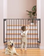 Cumbor 36″ Extra Tall Baby Gate for Dogs and Kids with Wide 2-Way Door, 29.7″- 46″ Width, and Auto Close Personal Safety for Babies and Pets, Fits Doorways, Stairs, and Entryways, Black - Image 3