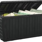 Keter Marvel Plus 71 Gallon Resin Deck Box-Organization and Storage for Patio Furniture Outdoor Cushions, Throw Pillows, Garden Tools and Pool Toys, Dark Grey