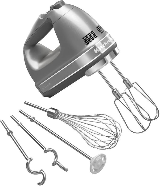 611qXJBeUmL._AC_SX679_.jpg KitchenAid 9-Speed Digital Hand Mixer with Turbo Beater II Accessories and Pro Whisk – Contour Silver - Image 1
