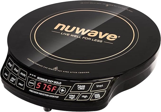 618kVSk0omL._AC_SX679_.jpg Nuwave Gold Precision Induction Cooktop, Portable, Powerful with Large 8” Heating Coil,100°F to 575°F, 3 Wattage Settings, 12” Heat-Resistant Cooking Surface - Image 1