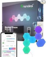 Nanoleaf Shapes LED Wall Lights, RGBW Smart Wall Panels with 16M+ Color, Compatible with Alexa & Google Assistant, Music Sync, DIY Gaming Light for Home Decor (Hexagons Smarter Kit 7 Pack)
