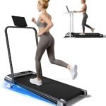 Walking Pad Treadmill with Handle Bar and Adjustable Incline, Compact Portable Treadmills for Home Office, 2.5HP Quiet Anti-Slip Under Desk Treadmills, 0.6-3.8 MPH Remote Speed Control, 265 LBS