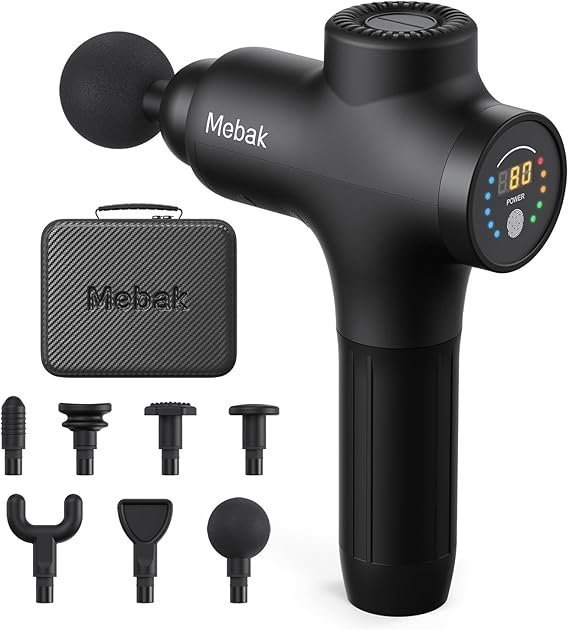 61qr8QzhoHL._AC_SX569_.jpg Mebak 3 Massage Gun, Massage Gun Deep Tissue for Athletes, Professional Muscle Percussion Massager, Massager for Shoulder Leg Back Body Pain Relief, Quiet Portable Sport Tool, Gifts for Him - Image 1