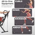 Sunny Health & Fitness Row-N-Ride PRO, Full Body Combo Squat Machine w/Optional Resistance Band, Easy Setup Ab Workout Exercise Equipment for Home, Whole Body Cardio, Optional SunnyFit App Connection - Image 3