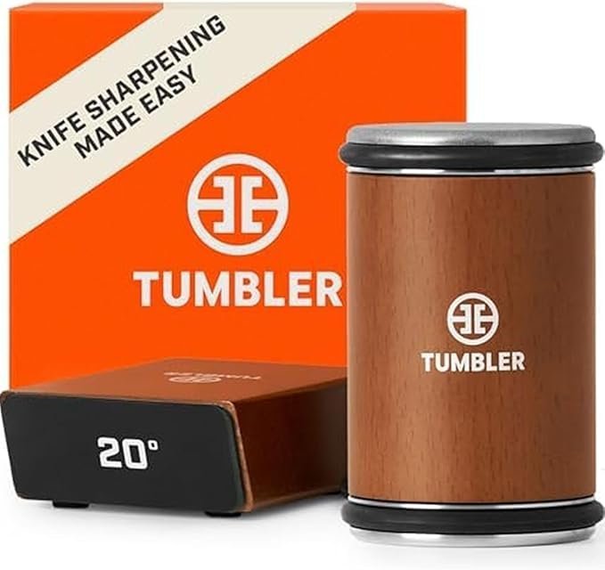 71yQbb-5YL._AC_SX679_.jpg The Original Tumbler Rolling Knife Sharpener™ – Knife Sharpening Made Easy – Rolling Knife Sharpener Tool for Kitchen Knives – Knife Sharpener Kit Offers 15 & 20 Degree Sharpening (Wood) - Image 1